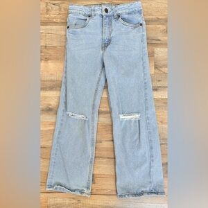 Lucky Brand Girls Light Blue Jeans High Waist Wide Leg Distressed